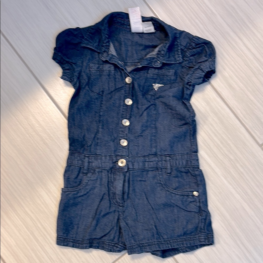 Girls Denim Short Sleeve Romper size 6